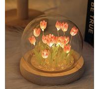 DIY Tulip Night Light, Handmade Tulip Lamp Flower Night Light Mini Tulip Flower Light, Simulation Flower Bedroom Sleeping Table Lamp Bedside Sleep Light for Women Wedding Birthday Gift(Pink)