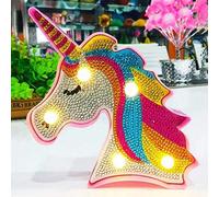DIY Unicorn Diamond Painting Lamp with LED Lights Full Drill Crystal Drawing Kit Bedside Night light Arts Crafts for Home Decoration or Christmas Gifts 5.8*7.1inch (Unicorn A)