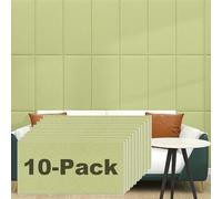 DIY Upholstered Wall Panels Peel and Stick Headboard - 11.8'' X 23.6'' 3D Anti-Collision Wall Padding for Kids Autism - Adhesive Padded Soft Wall Panels for Bedroom/Playroom(Fruit green,10 Pcs)