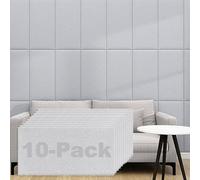 DIY Upholstered Wall Panels Peel and Stick Headboard - 11.8'' X 23.6'' 3D Anti-Collision Wall Padding for Kids Autism - Adhesive Padded Soft Wall Panels for Bedroom/Playroom(Light gray,10 Pcs)