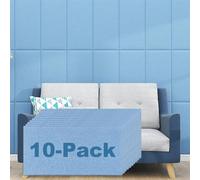 DIY Upholstered Wall Panels Peel and Stick Headboard - 11.8'' X 23.6'' 3D Anti-Collision Wall Padding for Kids Autism - Adhesive Padded Soft Wall Panels for Bedroom/Playroom(Sky blue,10 Pcs)