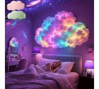 DIY USB-Powered Thundercloud LED Light Decor, 200/400/600/800cm RGB Thundercloud Lamp with Music Rhythm & Color-Changing Effect, 3D Big Cloud Lightning Light Kit for Bedroom, Gaming, Partys (400cm)