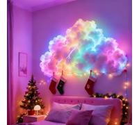 DIY USB-Powered Thundercloud LED Light Decor, LED Clouds for Ceiling, 3D Big Cloud Lightning Light Kit, Multicolor Lightning Changing Strip Lights, for Christmas, Game Room, Garage, Club, Bar (600CM)