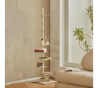 DIY Vertical Tower Invisible Bookshelf - 9-Tier Metal Spine with Three-Sided Rotation Adjustment, Space-Saving Ladder Bookcase for Small Spaces