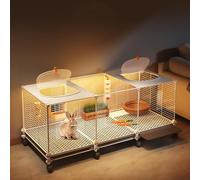 DIY Viewing Rabbit Cage, Bunny Cage,Transparent Rabbit Villa,HD Resin Front Panel, Openable Transparent Skylight