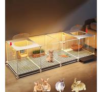 DIY Viewing Rabbit Cage, Indoor Bunny Cage, Transparent Rabbit Villa, HD Resin Front Panel, Openable Transparent Skylight(145x35x42cm)