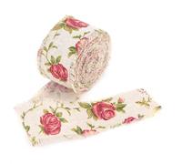 DIY Vintage Burlap Ribbon Roll Rose Flower Printed Jute Ribbon Hessian Belt Strap Wedding Cloth Decoration 10m