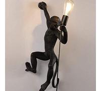 DIY Vintage Monkey Bar Pendant Lamp Chandelier Creative Hemp Rope Cartoons Animal Shape E27 Decorative Indoor Ceiling Light Kitchen Bedside Bedroom Bar Hanging Lamp (Black, Wall Lamp)