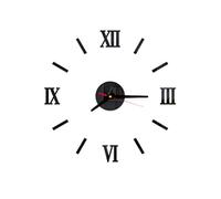 DIY Wall Clock, 3D Frameless Wall Clock Mirror Wall Clock Stickers Silent Modern Roman Numbers Sticky Clock Wall Clocks for Living Room Bedroom Office Decor Black