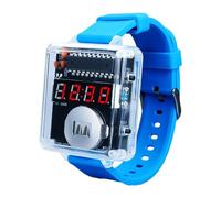 DIY Watch Soldering Practice Kit, PEMENOL 12/24H Selectable Soldering Project Kit, 10S Automatic Sleep Mode, Electronic Learning Kit for Beginners Present School College STEM Education, Blue
