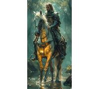 DIY White Horse Paint by Numbers Kits, Warrior Paint by Numbers for Kids Beginners, Paint by Number for Adults Oil Painting Kits for Aesthetic, Home Bedroom Decor, Gifts for Men, 30X60CM/12x24inch