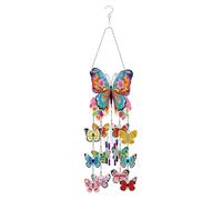 DIY Wind Chime Kit Diamond Art,Make Your Own Wind Chime Hollow Aluminum Tubes,Diamond Art Wind Chimes Sun catchers fit for Patio, Backyard, Garden, and Outdoor Decor Housewarming Gift (Butterfly A)