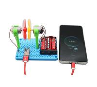 DIY Wind Power Generator Science Experiments Kit for Kids - STEM Renewable Energy Science Kits with Dual Fan Blades, Battery Pack & USB Charging Board - Educational Engineering Project for Students