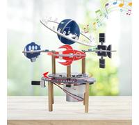 DIY Wireless Rotating Soldering Project Kit, PEMENOL STEM Electronics Learning Kit with 3D Space Models, USB Powered Rotation, Music & LED Lights, Educational Desk Decoration for Students & Hobbyists