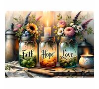DIY Wishing Bottle Paint by Numbers for Adults Beginner, Faith, Hope, Love Paint by Numbers on Canvas, Easy Color Acrylic Painting by Number Kits for Offices and Home Wall Decor 16 X 20 Inch
