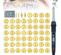 DIY Wood Burning/Carving Set - 26 Letters Copper Mold, Wood Burning Tips Alphabet Template Kit for Embossing and Carving Crafts, Letter Soldering Iron DIY Tools (Black Soldering Iron+56 Pcs)