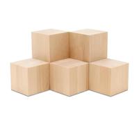 DIY Wood Cubes 4-inch, Pack of 5 Large Blank Wooden Blocks, STEM, Monitor Riser, Photo Cube, and Home Decor, by Woodpeckers