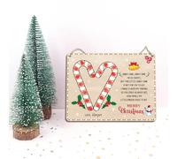 DIY Wooden Baby's First Christmas Fingerprints Candy Cane Craft Hanging Sign Decor, My 1st Xmas Fingerprint Candy Cane Art Craft Keepsake from Kids w/Poem, Holiday Xmas Crafts Gift, School Activity