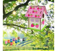 DIY Wooden Birdhouse Craft Kit Unpainted Build Paint Hanging Bird House Set for Kids Art Project