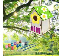 DIY Wooden Birdhouse Craft Kit Unpainted Build Paint Hanging Wooden Birdhouse Set for Kids Art Project Home Garden Decoration