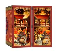 DIY Wooden Book Nook Kit Tang Dynasty Style Miniature Bookend Shelf Insert, 3D Wooden Puzzle Model, Creative Bookshelf Decor Gift for Adults Teens Tang Dynasty