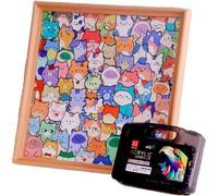 DIY Wooden Cat Coloring Puzzle, Paintable 3D Wooden Jigsaw Puzzle Frame, Creative Handmade Cat Puzzles for Adults & Kids, Fun Craft, Home Decor & Gift (12 Colors)
