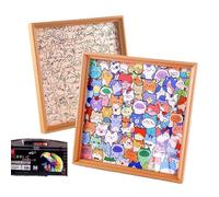 DIY Wooden Cat Puzzle Frame, 3D Wooden Coloring Puzzle, Cute Kitten Hand Painted Photo Frame Ornament, for Home Decoration Craft Lover Non-color Markers