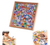 DIY Wooden Cat Puzzle Frame,Colored Cat Shaped Wooden Jigsaw Puzzle,Woodens Coloring Puzzles,Creative Paintable Handmade Puzzles Photo Frame,CatPuzzles Decor for Home Decoration