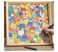 Diy Wooden Cat Puzzle Frame, Diy Fun Unique Design Durable & Sentimental Cat Puzzle Shape and Wooden Canvas, Irregular Cats Silhouette Without Gaps for A Thoughtful Self-Made Present(24Color)