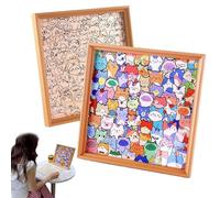DIY Wooden Cat Puzzle Frame, Little Kitties Wooden Coloring Puzzle, Cartoon Hand Painted Jigsaw Educational Toys for Kids Home Decoration