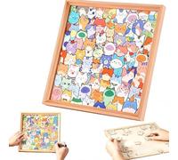 DIY Wooden Cat Puzzle Frame, Wooden Coloring Puzzle, Paintable Creative Handmade Photo Frame, Cat Puzzles Decor for Home Decoration Craft Lover Cartoon Lovers (No Pen)