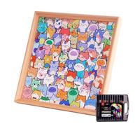 DIY Wooden Cat Puzzle,Paintable Animal Cat Design Wooden Coloring Puzzle With Frame Pen For Men Women Girls Youth Teen Fireplace Bookcase Cabinet Coffee Shop Home Tabletop,Interactive Cats Puzzles Kit