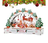 DIY Wooden Christmas Village | Illuminated Table Decor, Festive Village Decor - for Indoor Decorators, Holiday Planners, Collectors, Living Room, Bedroom, Coat