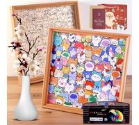 DIY Wooden Coloring Puzzle, 2026 New Colored Cat Shaped Wooden Puzzle Frame, Creative Paintable Handmade Wooden Puzzle, Gifts for Cats Lovers, for Home Decoration Craft Lover (36 Colors)