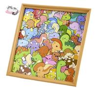 DIY Wooden Coloring Puzzle, DIY Wooden Cat Puzzle Frame-Paint, with Markers and Paintable, Cute Cats Shaped, Jigsaw Creative Craft Kit 3D Photo Frame, Ideal for Craft Lovers (Dinosaur, No Pens)