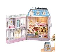 DIY Wooden Doll House - Miniature Furniture Kit, Light Up Display Design, Realistic Openable Room | Ideal Handcrafted Present With LED For Friends Family Home Decor Enthusiasts, Personalized Crafting