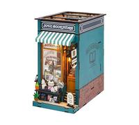 DIY Wooden Dollhouse Kit - Creative Hut Bookstore with Bookstand & Card Insert, Miniature House Gift for Adults and Kids