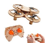 DIY Wooden Drone Kit, Build Your Own RC Quadcopter Model Aircraft, 4-Rotor Remote Control Flying Kit for STEM Learning, Hobby Projects and Gifts (Wood color)