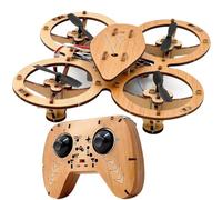 DIY Wooden Drone Model Kit, Assembly RC Drone Kit, RC Quadcopter Building Kits with 4-Axis Flight, STEM Interactive Educational Science Kits (Wood,14.5cm)