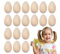 DIY Wooden Easter Eggs - Pack of 20 Smooth, Unfinished Craft Eggs, Party and Decorations, Activity for Children, Painting Projects, Egg Hunt, Festive Table Decoration, Funny Artist