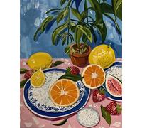 DIY Wooden Framed Paint by Numbers Kits for Adults,Painting Kit on Canvas, Color by Numbers Acrylic,Mini Adult Paint by Number for Home Wall Decor,Gifts (Fruit Still Life)