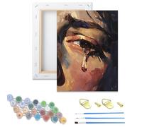 DIY Wooden Framed Paint by Numbers Kits for Adults,Painting Kit on Canvas, Color by Numbers,Mini Adult Paint by Number for Home Wall Decor,Gifts (Tears)