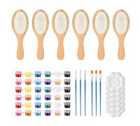 DIY Wooden Hair Brush Painting Kit | Make Hand Painted Comb Set 6 Combs 6.6 x 22 cm with Paint Brushes Set Creative Craft Gift for Beginner