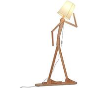 DIY Wooden Man Floor Lamp Light with White Fabric Shade, Adjustable Height Standing Light for Living Room Bedroom Office Cafe Decoration (Color : Ash)
