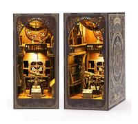 DIY Wooden Miniature Dollhouse Kit Sensor LED Light Handmade Bookshelf Decoration Teens Adults Astronomy Museum