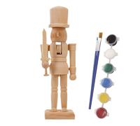 DIY Wooden Nutcracker Kit - Unpainted 20cm Soldier with Paint Set, Premium Handmade Christmas Craft for Kids & Adults, Movable Parts, Christmas Decorations