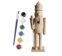 DIY Wooden Nutcracker Kit - Unpainted 20cm Soldier with Paint Set, Premium Handmade Christmas Craft for Kids & Adults, Movable Parts, Christmas Decorations