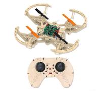 DIY Wooden Quadcopter Drones Kit, with Remote Control, Easy Assembly Model Featuring Colorful LED Lights, 360 Degree Flips
