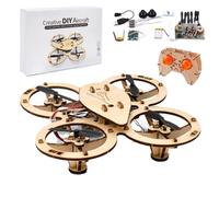 DIY Wooden RC Drone Building Kit, Wooden Assembly Quadcopter, Comes with a remote control, Easy to Build,snap-fit assembly, Perfect for Beginners (1 set)