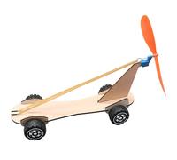 DIY Wooden Rubber Band Powered Car Science Experiments for Kids - STEM Science Kits Educational Engineering Project, Build Your Own Wind Propeller Vehicle Model Activity Toy for Children Boys Girls Ag